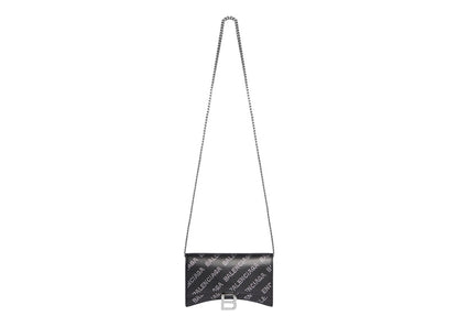 Balenciaga Hourglass Wallet On Chain With Rhinestones Black