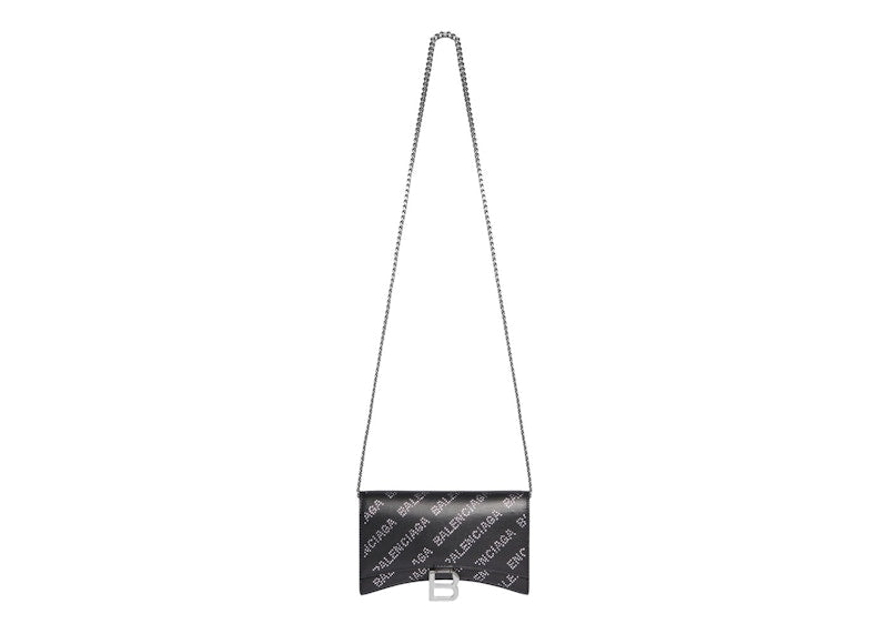 Balenciaga Hourglass Wallet On Chain With Rhinestones Black