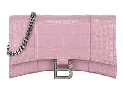 Balenciaga Hourglass Wallet With Chain Pink