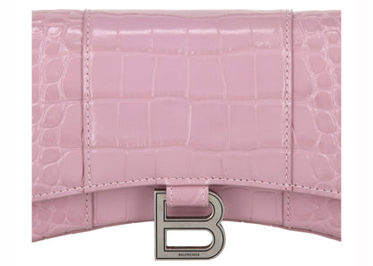 Balenciaga Hourglass Wallet With Chain Pink