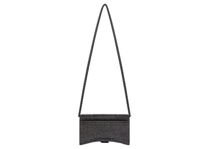 Balenciaga Hourglass Wallet With Chain XS Rhinestone Black