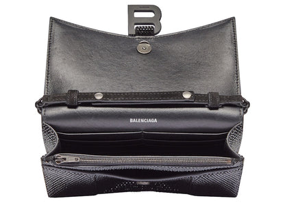 Balenciaga Hourglass Wallet With Chain XS Rhinestone Black