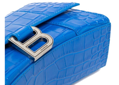 Balenciaga Hourglass XS Embossed Tote Bag Royal Blue