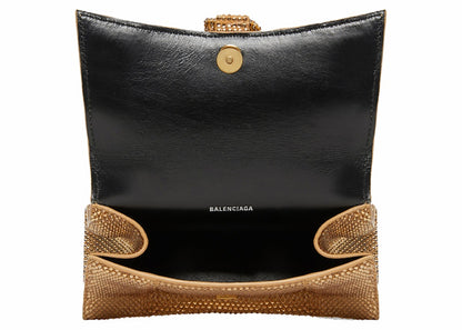 Balenciaga Hourglass XS Handbag With Rhinestones Gold