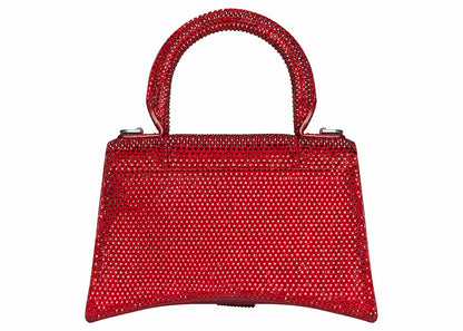 Balenciaga Hourglass XS Handbag With Rhinestones Red