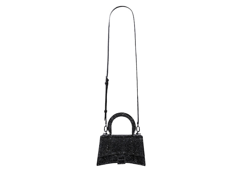 Balenciaga Hourglass XS Hangbag With Rhinestones Black