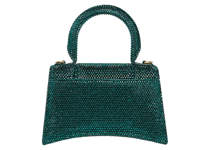 Balenciaga Hourglass XS Hangbag With Rhinestones Green