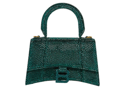 Balenciaga Hourglass XS Hangbag With Rhinestones Green