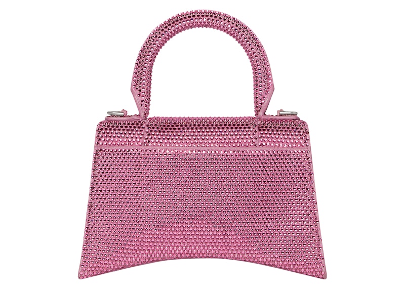 Balenciaga Hourglass XS Hangbag With Rhinestones Pink