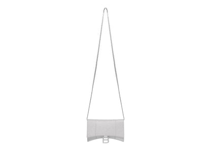 Balenciaga Hourglass XS Wallet On Chain In Sparkling Fabric Silver