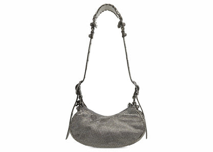 Balenciaga Le Cagole Shoulder Bag XS Dark Grey Suede with Rhinestones