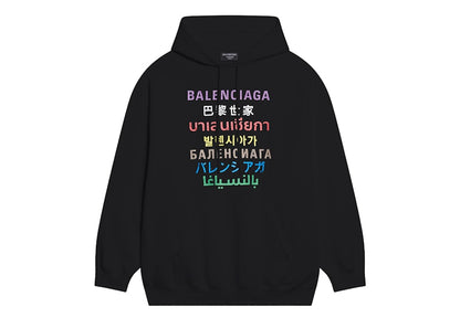 Balenciaga Languages Medium Fit Hoodie Black Multi