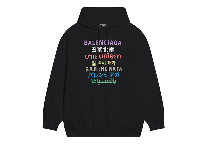 Balenciaga Languages Medium Fit Hoodie Black Multi