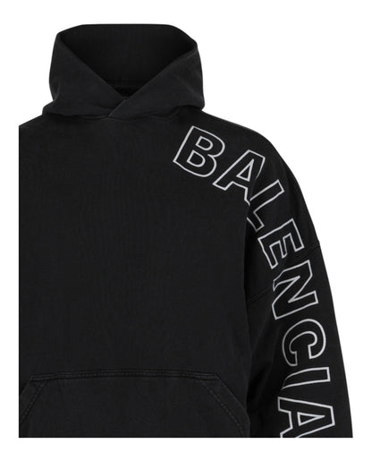 Balenciaga Large Fit Hoodie Washed Black/White