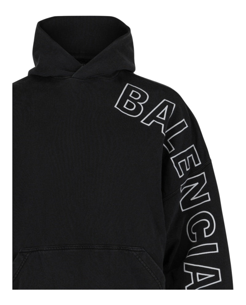 Balenciaga Large Fit Hoodie Washed Black/White