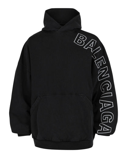 Balenciaga Large Fit Hoodie Washed Black/White