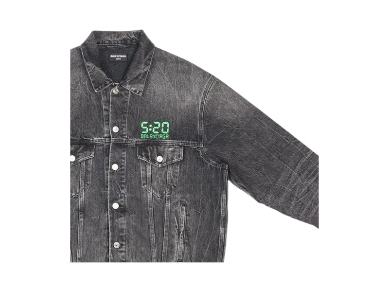 Balenciaga Large Fit Organic Japanese Denim Jacket Noir/Iceberg