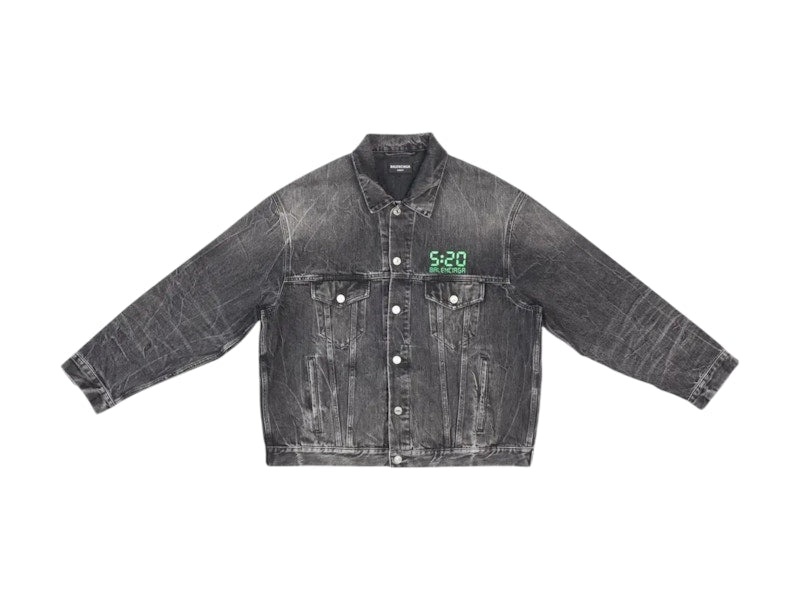 Balenciaga Large Fit Organic Japanese Denim Jacket Noir/Iceberg