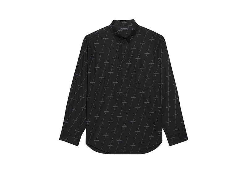 Balenciaga Large Fit Poplin Shirt Black/White Licence Printed