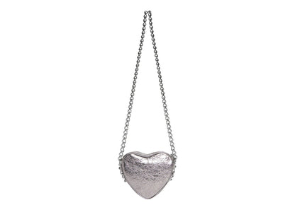 Balenciaga Le Cagole Heart Mini Metallized Bag Silver