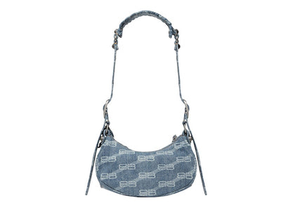 Balenciaga Le Cagole Shoulder Bag XS BB Monogram Blue/Bleached Denim