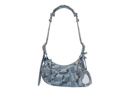 Balenciaga Le Cagole Shoulder Bag XS BB Monogram Blue/Bleached Denim