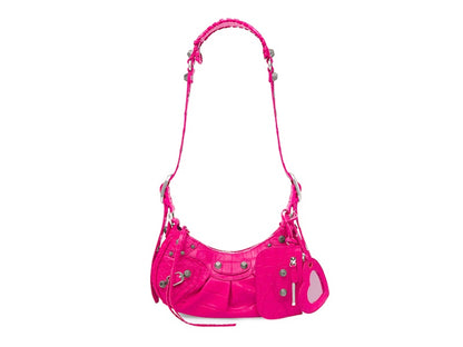 Balenciaga Le Cagole Shoulder Bag XS Crocodile Embossed Pink