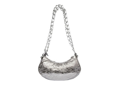 Balenciaga Le Cagole Shoulder Bag XS With Chain Metallized Silver