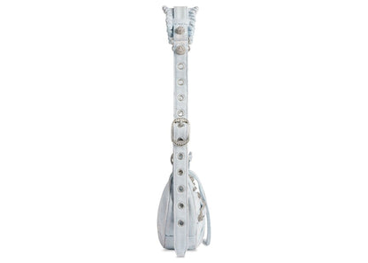 Balenciaga Le Cagole XS Rhinestones Shoulder Bag Light Blue