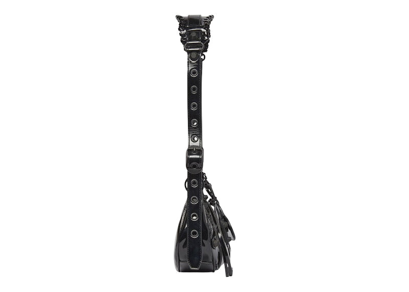 Balenciaga Le Cagole XS Shoulder Bag In Patent Fabric Black