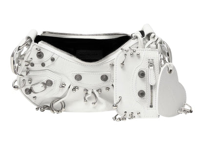 Balenciaga Le Cagole XS Shoulder Bag With Piercing White Arena