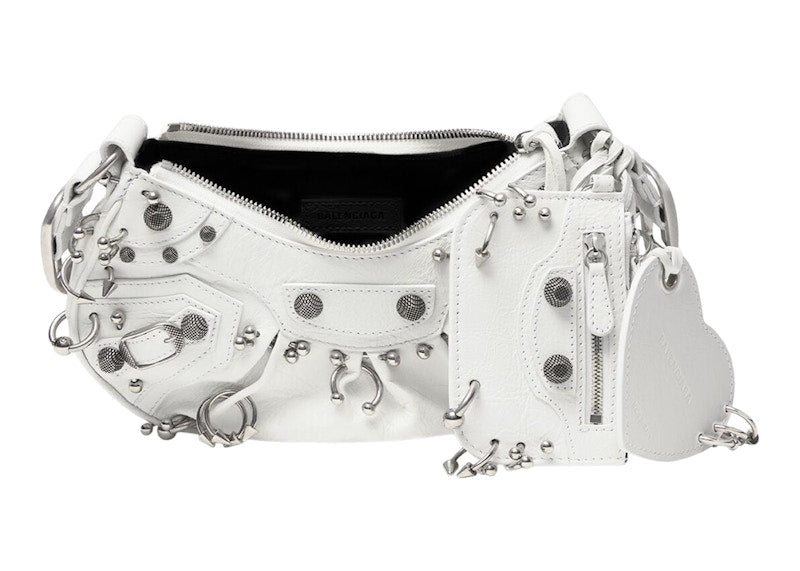 Balenciaga Le Cagole XS Shoulder Bag With Piercing White Arena