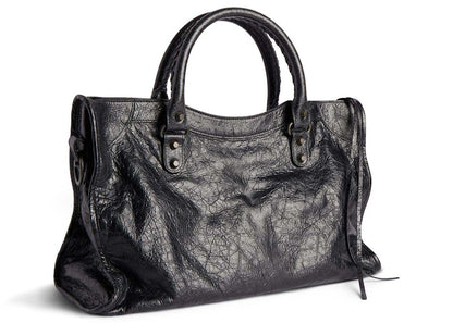 Balenciaga Le City Medium Bag In Black Arena Storico Lambskin Brass Hardware Black (7977862ABEK1000)