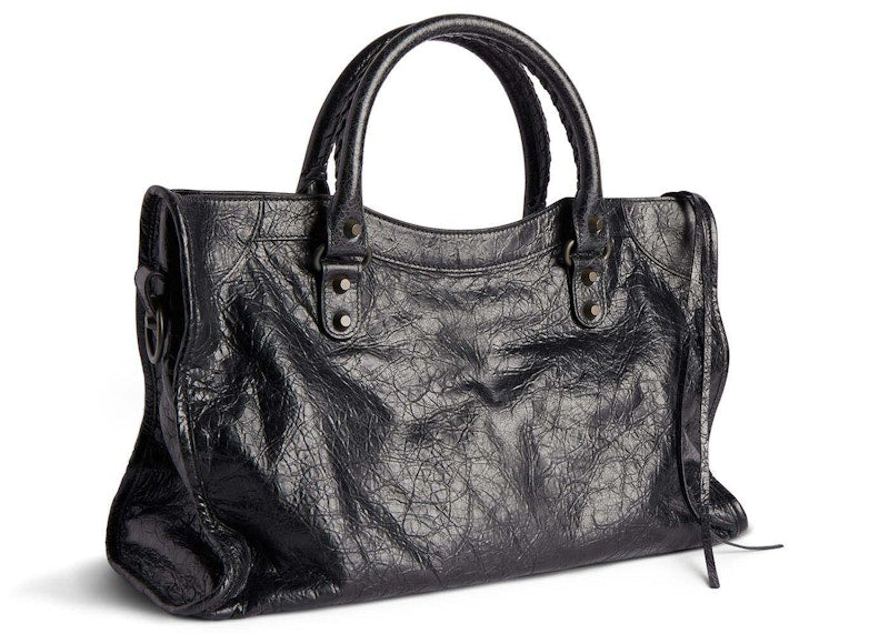 Balenciaga Le City Medium Bag In Black Arena Storico Lambskin Brass Hardware Black (7977862ABEK1000)
