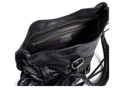 Balenciaga Le City Medium Bag In Black Arena Storico Lambskin Brass Hardware Black (7977862ABEK1000)
