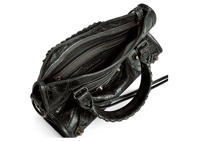 Balenciaga Le City Mini Bag In Black Arena Storico Lambskin Brass Hardware Black (8063952ABEK1000)