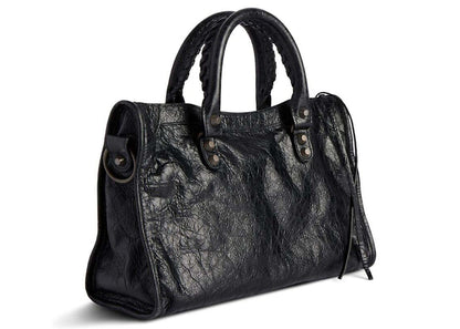 Balenciaga Le City Small Bag In Black Arena Storico Lambskin Brass Hardware Black (8114422ABEK1000)