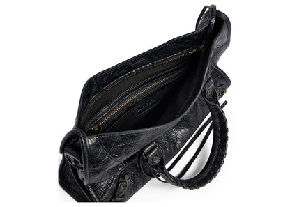 Balenciaga Le City Small Bag In Black Arena Storico Lambskin Brass Hardware Black (8114422ABEK1000)