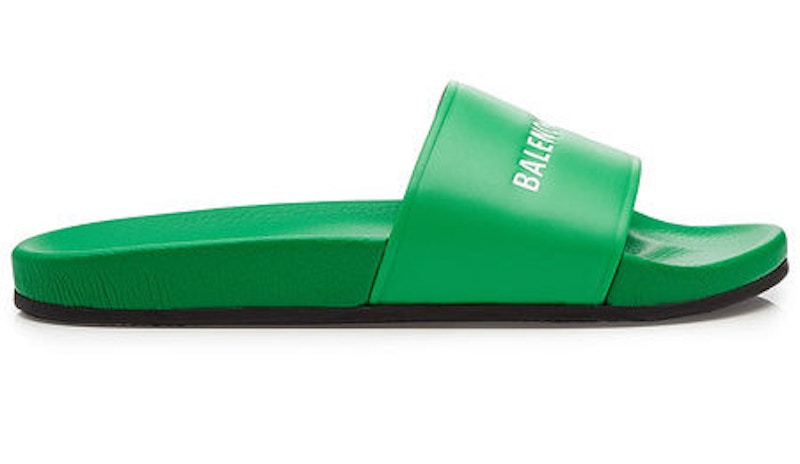 Balenciaga Leather Slides Green