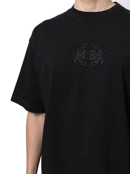 Balenciaga Lion's Laurel Logo T-shirt Black