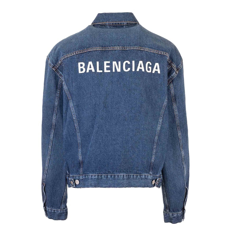 Balenciaga Logo Denim Jacket Blue