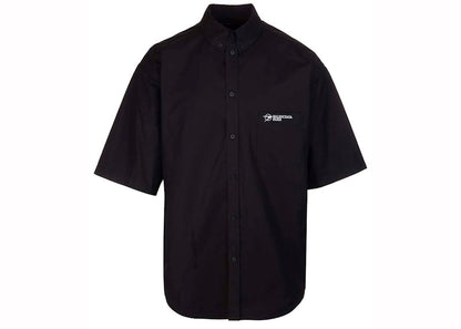 Balenciaga Logo-Embroidered Short-Sleeve Shirt Black