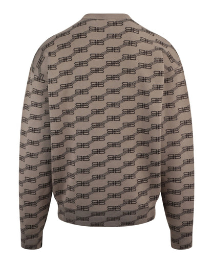 Balenciaga Logo Intarsia-Knit Sweater Beige