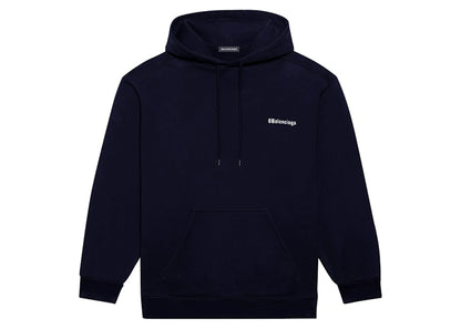 Balenciaga Logo Medium Fit Hoodie Marine Blue/White