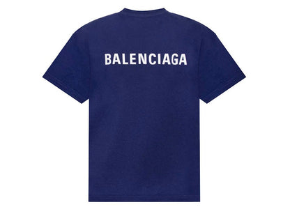 Balenciaga Logo Medium Fit T-Shirt Marine Blue