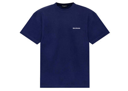 Balenciaga Logo Medium Fit T-Shirt Marine Blue