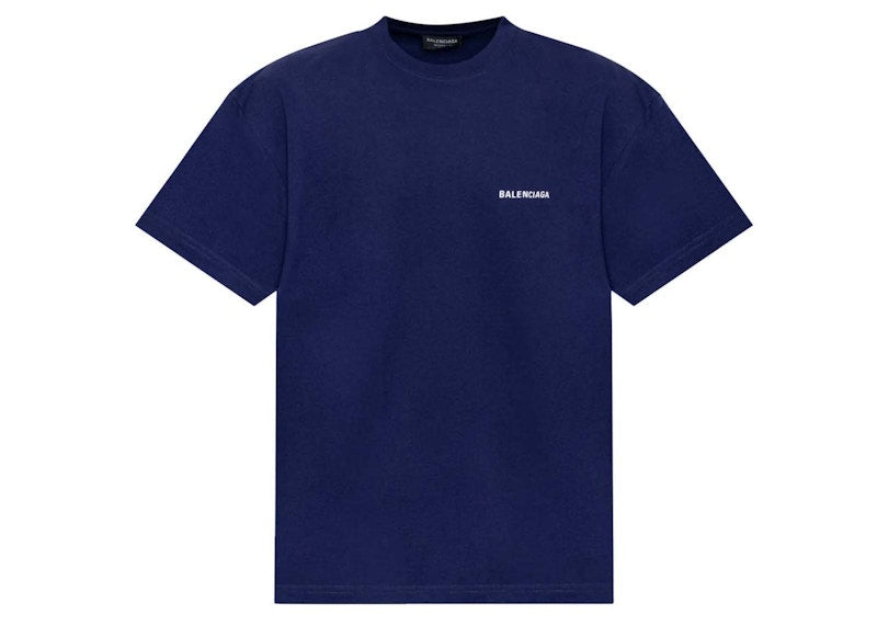 Balenciaga Logo Medium Fit T-Shirt Marine Blue