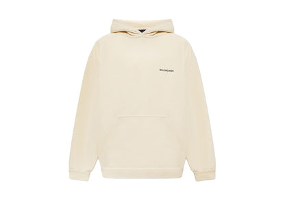Balenciaga Logo Oversize Hooded Sweatshirt Cream/Black