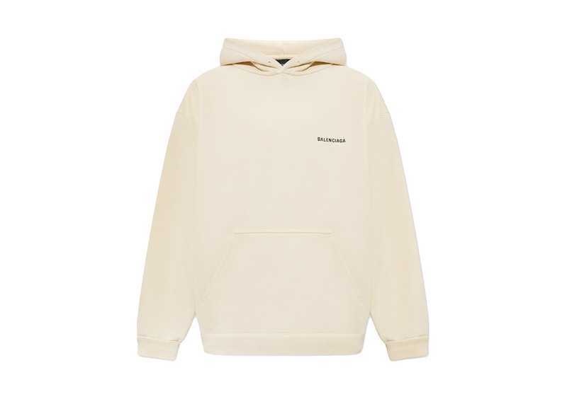 Balenciaga Logo Oversize Hooded Sweatshirt Cream/Black