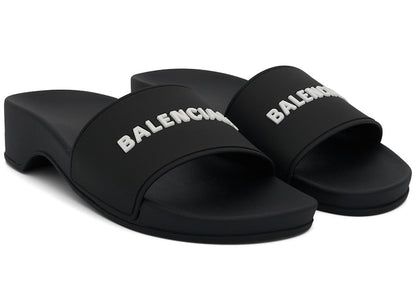 Balenciaga Logo Pool Clog Slide Black White (Women's)